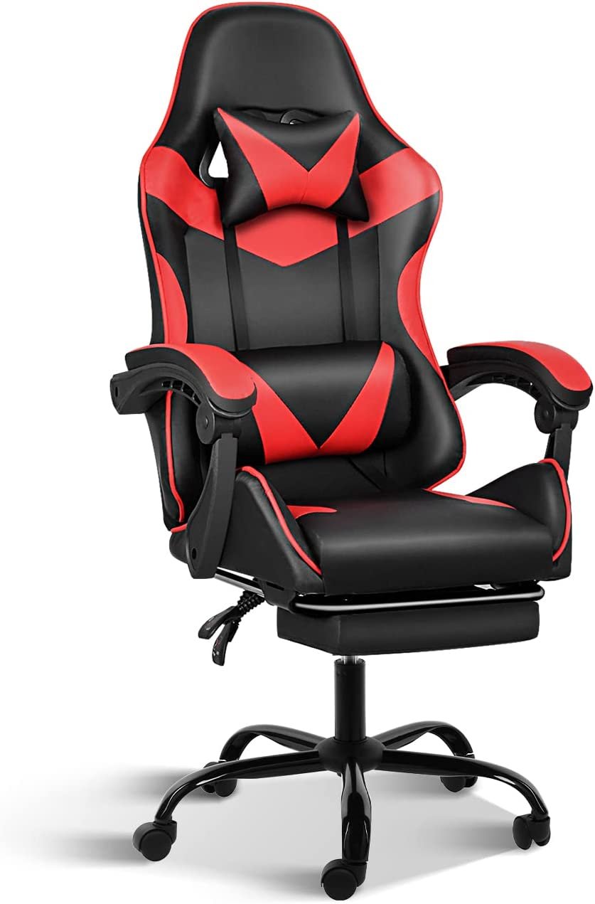 Gaming Chairs Ergonomic Office Chair Video Game Chairs with Footrest High  Back Computer Chair Headrest and Lumbar Support Reclining Racing Chair Desk  Chair for Men Women (Black and Red) – Chairwala Store