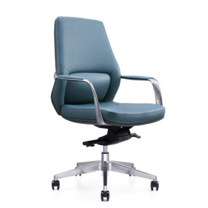B211-Teal Mid Back Office Chair – Ergonomic Swivel Chair with Adjustable Height & Silicon Leather Upholstery