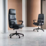 A212-Black Executive Office Chair โ High-Density Foam, Leather Upholstery & Chrome Base - Image 2