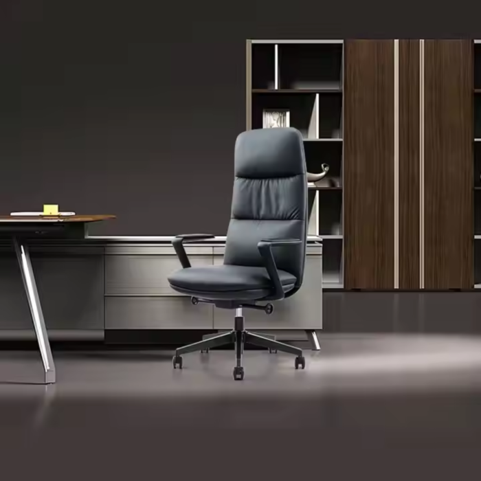 A212-Black Executive Office Chair – High-Density Foam, Leather Upholstery & Chrome Base - Image 3