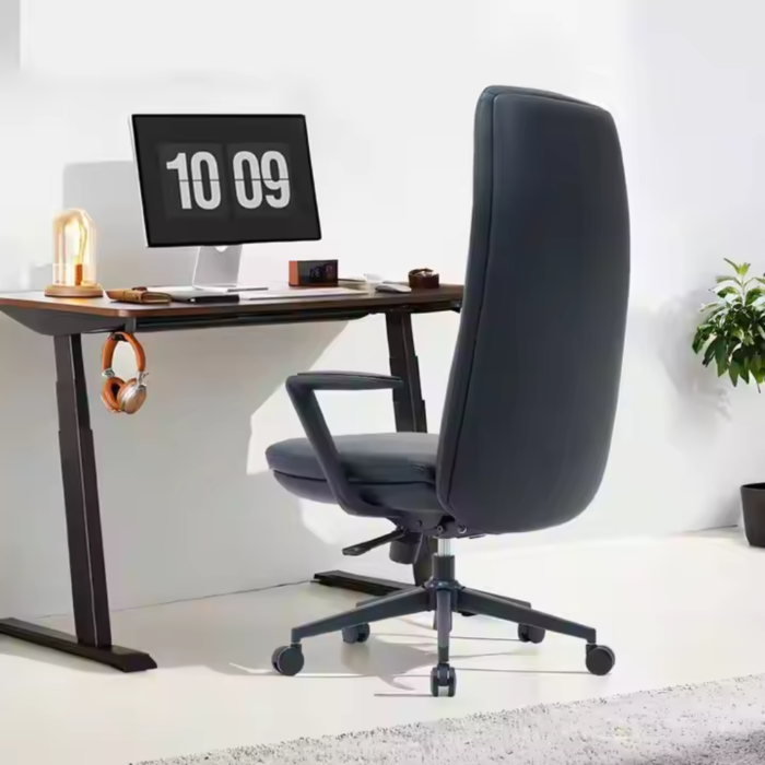 A212-Black Executive Office Chair – High-Density Foam, Leather Upholstery & Chrome Base - Image 10