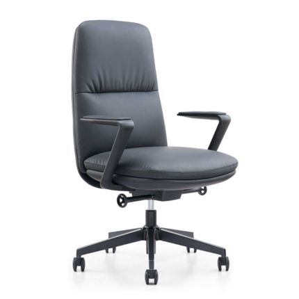 B212-Black Office Chair – Ergonomic Executive Chair with Premium Synthetic Leather & Chrome Base