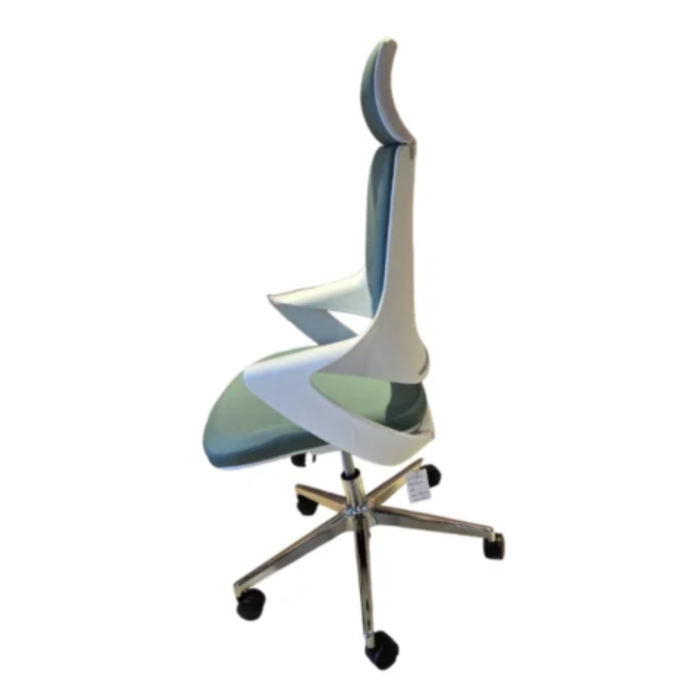 2159A White Frame Green PU Office Chair – Ergonomic Design, Adjustable Features & Modern Aesthetic - Image 5