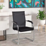 4009-Black Visitor Chair – Breathable Mesh Back, Foam Cushion, Steel Frame & PP Armrest - Image 5