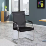 4009-Black Visitor Chair – Breathable Mesh Back, Foam Cushion, Steel Frame & PP Armrest - Image 6
