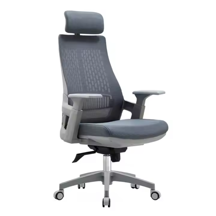 2020A-Gray Mesh Office Chair – Breathable Back, High-Density Cushion, and Chrome Base - Image 1