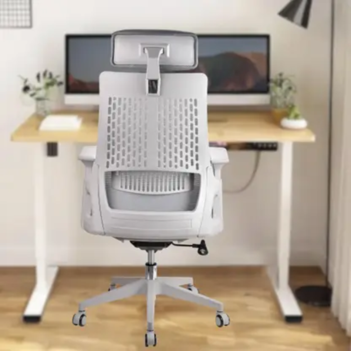 2020A-Gray Mesh Office Chair – Breathable Back, High-Density Cushion, and Chrome Base - Image 7