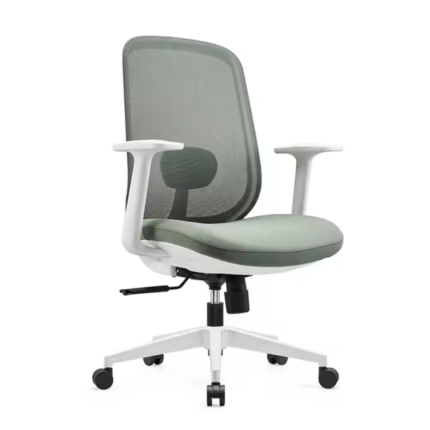 GB96-1 Task Chair – Ergonomic Mesh Back Office Chair with Adjustable Height & Armrest – Green & White