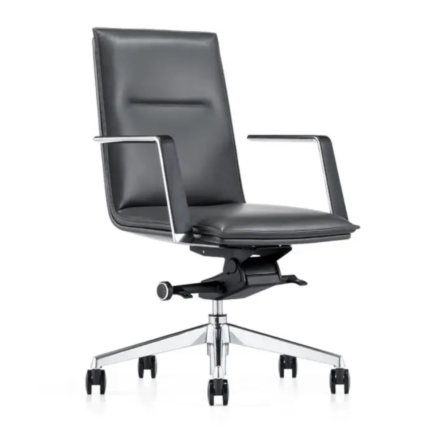 D111 Modern Executive Office Chair – Ergonomic Mid-Back Chair with Chrome Frame & Premium Comfort – Black