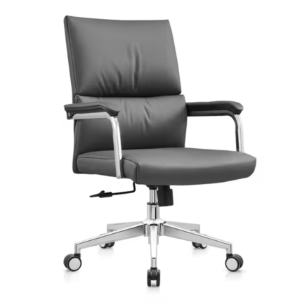 B121 Modern Leather Conference Chair – Ergonomic Height-Adjustable Reception Office Chair with Armrests – High-Quality Finish