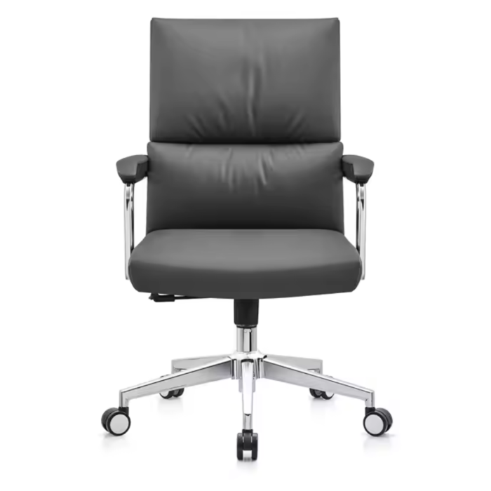 B121 Modern Leather Conference Chair – Ergonomic Height-Adjustable Reception Office Chair with Armrests – High-Quality Finish - Image 2