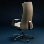 MD2302A Premium Executive Office Chair – PU Leather with Ergonomic Support, Tilt Lock & Aluminum Base – Cream & Green - Image 3