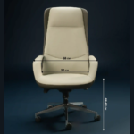 MD2302A Premium Executive Office Chair – PU Leather with Ergonomic Support, Tilt Lock & Aluminum Base – Cream & Green - Image 6