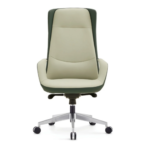 MD2302A Premium Executive Office Chair – PU Leather with Ergonomic Support, Tilt Lock & Aluminum Base – Cream & Green - Image 7