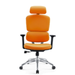 Ergonomic Executive Office Chair V04 – Adjustable Mesh Back with 3D Armrests, Class-4 Gas Lift & Nylon Casters – Modern Orange Design - Image 4