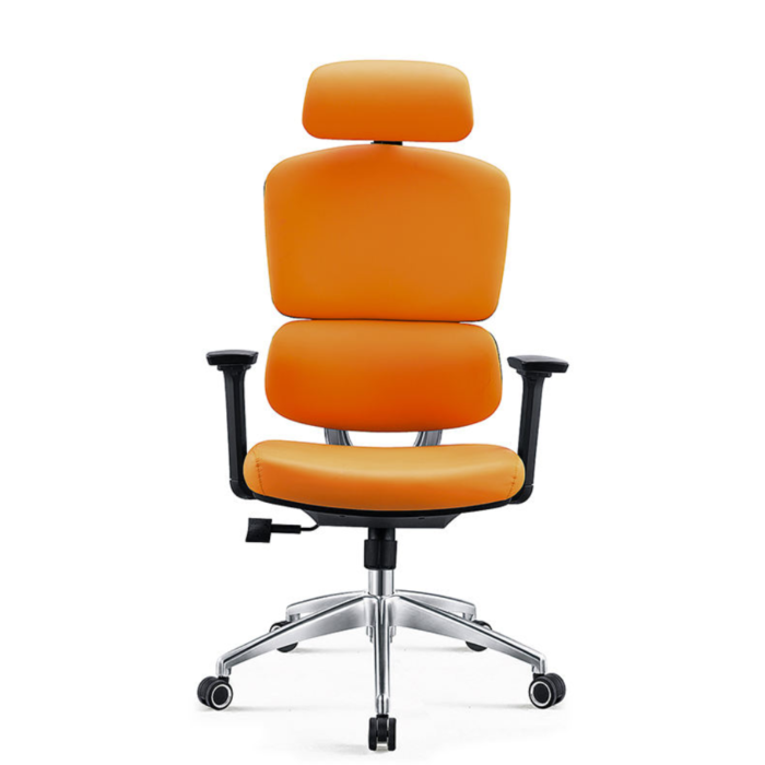 Ergonomic Executive Office Chair V04 – Adjustable Mesh Back with 3D Armrests, Class-4 Gas Lift & Nylon Casters – Modern Orange Design - Image 4