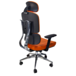 Ergonomic Executive Office Chair V04 – Adjustable Mesh Back with 3D Armrests, Class-4 Gas Lift & Nylon Casters – Modern Orange Design - Image 6