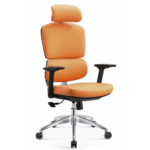 Ergonomic Executive Office Chair V04 – Adjustable Mesh Back with 3D Armrests, Class-4 Gas Lift & Nylon Casters – Modern Orange Design - Image 7