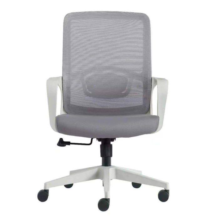 Office Chair 1939L – Ergonomic Mid-Back Revolving Mesh Chair with Tilt Lock, Armrests & Chrome Base – Gray - Image 3