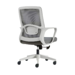 Office Chair 1939L โ Ergonomic Mid-Back Revolving Mesh Chair with Tilt Lock, Armrests & Chrome Base โ Gray - Image 4