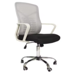 Office Chair 1939L โ Ergonomic Mid-Back Revolving Mesh Chair with Tilt Lock, Armrests & Chrome Base โ Gray - Image 5