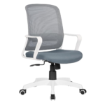 Office Chair 1939L โ Ergonomic Mid-Back Revolving Mesh Chair with Tilt Lock, Armrests & Chrome Base โ Gray