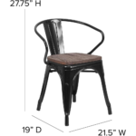 Y-602B Metal Dining Chair – Vintage Industrial Stackable Iron Chair with Wooden Seat & Back for Indoor/Outdoor – Bistro, Café, Kitchen, Home - Image 3