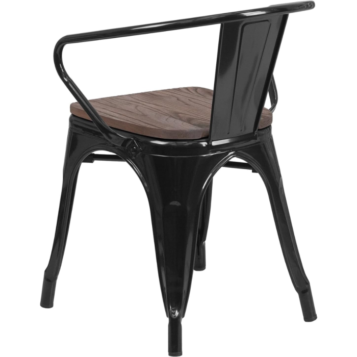 Y-602B Metal Dining Chair – Vintage Industrial Stackable Iron Chair with Wooden Seat & Back for Indoor/Outdoor – Bistro, Café, Kitchen, Home - Image 5