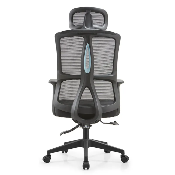 🪑 2326A Mesh Ergonomic Office Chair – Adjustable Headrest, Lumbar Support & Breathable Comfort | Sleek Black Finish - Image 4