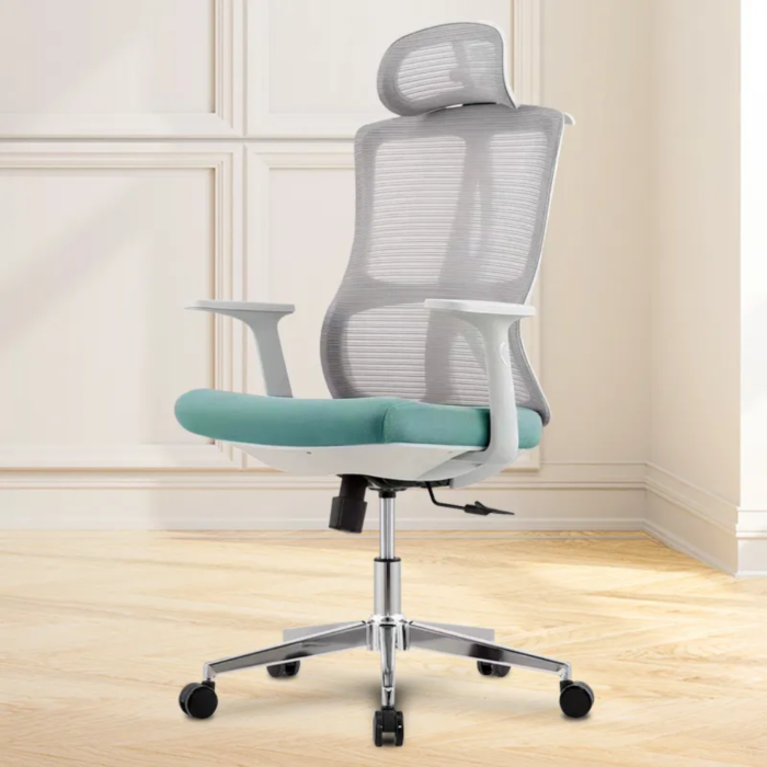 🪑 2326A Mesh Ergonomic Office Chair – Adjustable Headrest, Lumbar Support & Breathable Comfort | Sleek Black Finish - Image 6