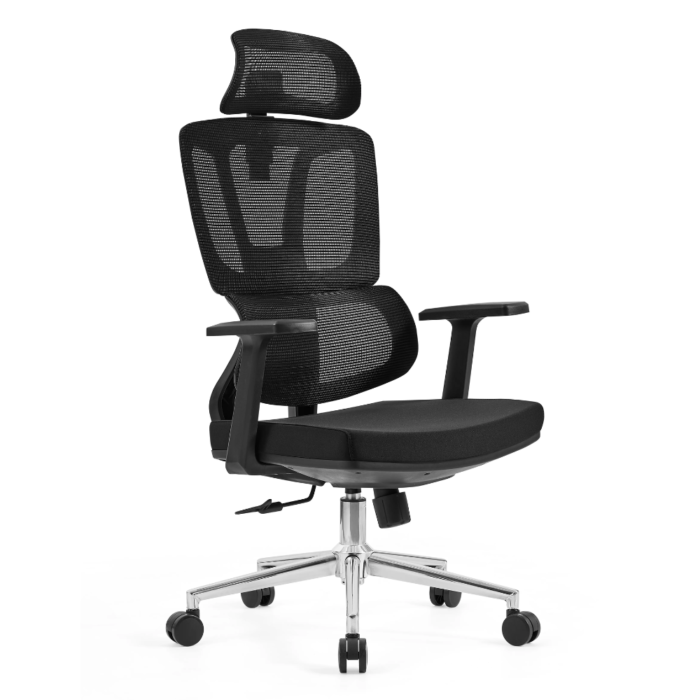 Office Chair 121A – Adjustable Ergonomic Mesh Chair with Lumbar Support & Modern Design – Black & Gray - Image 8