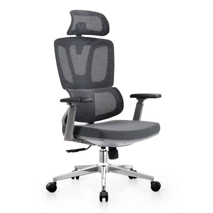 Office Chair 121A – Adjustable Ergonomic Mesh Chair with Lumbar Support & Modern Design – Black & Gray - Image 1