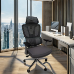Office Chair 121A – Adjustable Ergonomic Mesh Chair with Lumbar Support & Modern Design – Black & Gray - Image 3