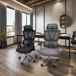 Office Chair 121A – Adjustable Ergonomic Mesh Chair with Lumbar Support & Modern Design – Black & Gray - Image 4