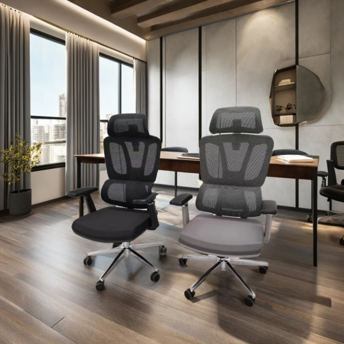 Office Chair 121A – Adjustable Ergonomic Mesh Chair with Lumbar Support & Modern Design – Black & Gray - Image 4