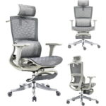 MD21574 Ergonomic Mesh Gaming Recliner Office Chair with Footrest, Lumbar Support & 3D Armrests – Gray - Image 2