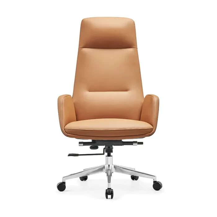 GA83 Brown Premium High-Back Executive Boss Chair – PU Leather with Ergonomic Design & Chrome Base - Image 1