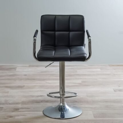 🪑 Luxury Adjustable Bar Stool Chair with Cushioned Armrests – Model: BC-S7 Black Leatherette Bar Stool
