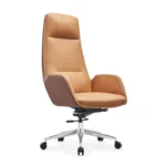 GA83 Brown Premium High-Back Executive Boss Chair – PU Leather with Ergonomic Design & Chrome Base - Image 4