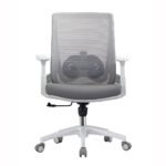 🪑 Ergonomic Mesh Office Chair 2327B – Breathable Swivel Task Chair with Adjustable Height & Armrests | White - Image 2