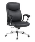 🪑 1988-Black – Modern Design Executive Office Chair | Luxury Swiveling PU Leather Boss Chair | Chrome Base - Image 3