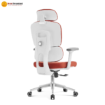 Ergonomic Executive Office Chair V04 – Adjustable Mesh Back with 3D Armrests, Class-4 Gas Lift & Nylon Casters – Modern Orange Design - Image 11