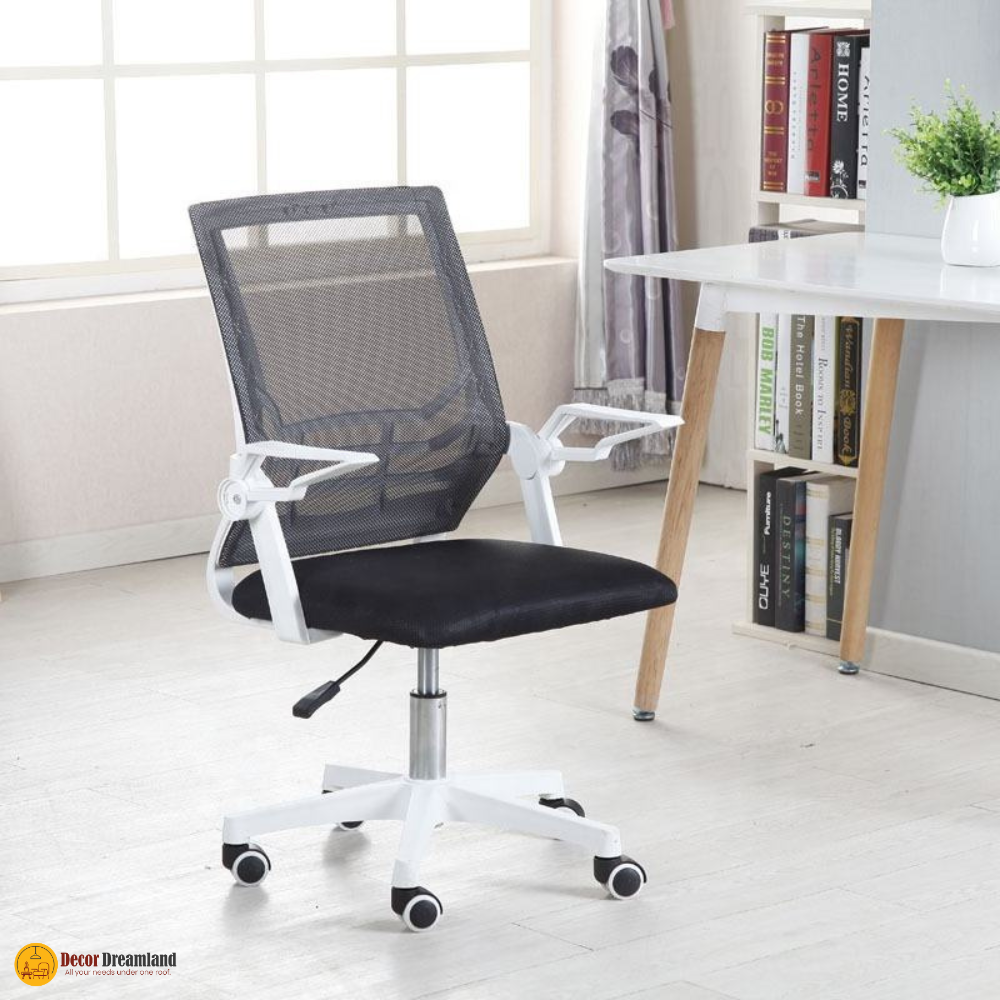 1-110.png 🪑 305B Ergonomic Office Chair | White Frame & Black Mesh Smart Design • Eco-Friendly Comfort • Modern Work Seating - Image 1