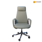 🪑 MD 2212 A – High-Quality PU Boat Leather Executive Office Chair | Aluminium Alloy Armrests | Ergonomic Design (Grey / Green) - Image 4