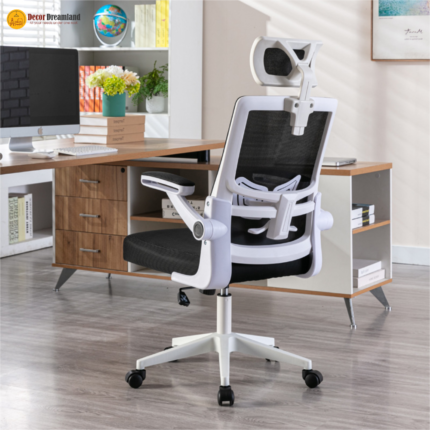 🪑 306A Ergonomic High-Back Office Chair | White Frame & Black Mesh  Modern Style • Adjustable Comfort • Imported Quality