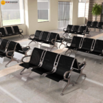 B02-A Black Heavy-Duty Steel Beam Seating Chair  Heavy-Duty Steel • Solid PP Support • Commercial Grade Seating