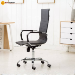 🪑 CK02-A Ergonomic Office Chair | Black PU & Mesh with Chrome Base  Premium Look • Breathable Comfort • Smooth Tilting Support