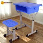 TN-A0013 Dark Blue Height-Adjustable School Desk & Chair Set  Durable ABS Plastic Furniture for Primary & Secondary Students