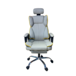 801 – PU Gray Ergonomic Executive Office Chair with Headrest & Footrest | Reclining Swivel Boss Chair - Image 7