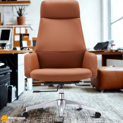 🪑 GA-83 Office Chair – Brown | Premium PU Upholstery  Elegant • Comfortable • Professional Seating Solution